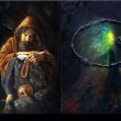 In Search of Good Art,
diptych: oil on canvas and barbed wire,
36" x 48" (91.44 x 121.92 cm.), 2004,
Sold